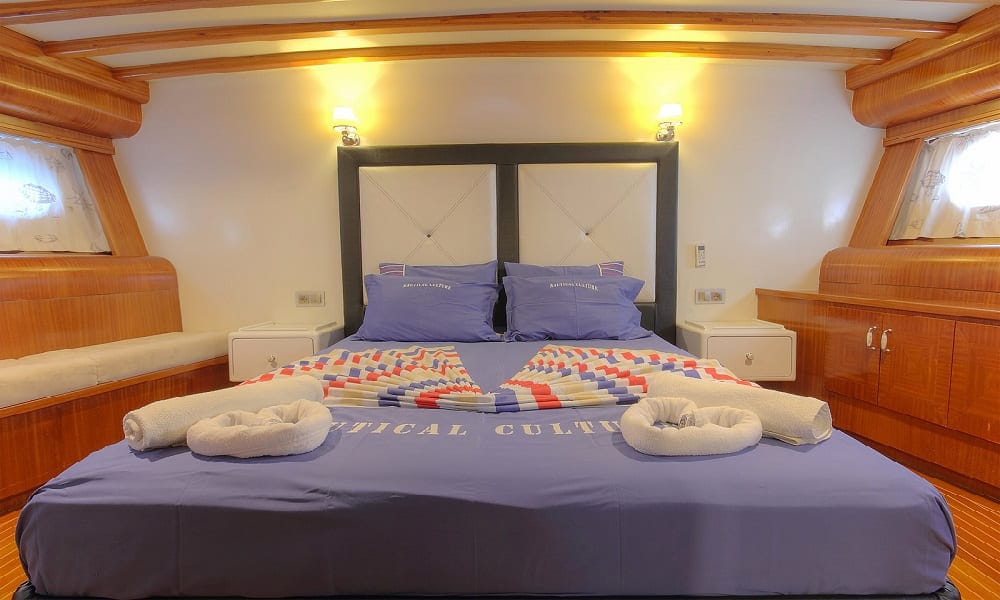 Luxury master cabin interior on Angelo 2 Gulet with en‑suite