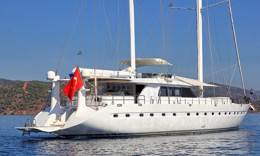 Angelo 2 Gulet exterior deck with sun loungers in Göcek