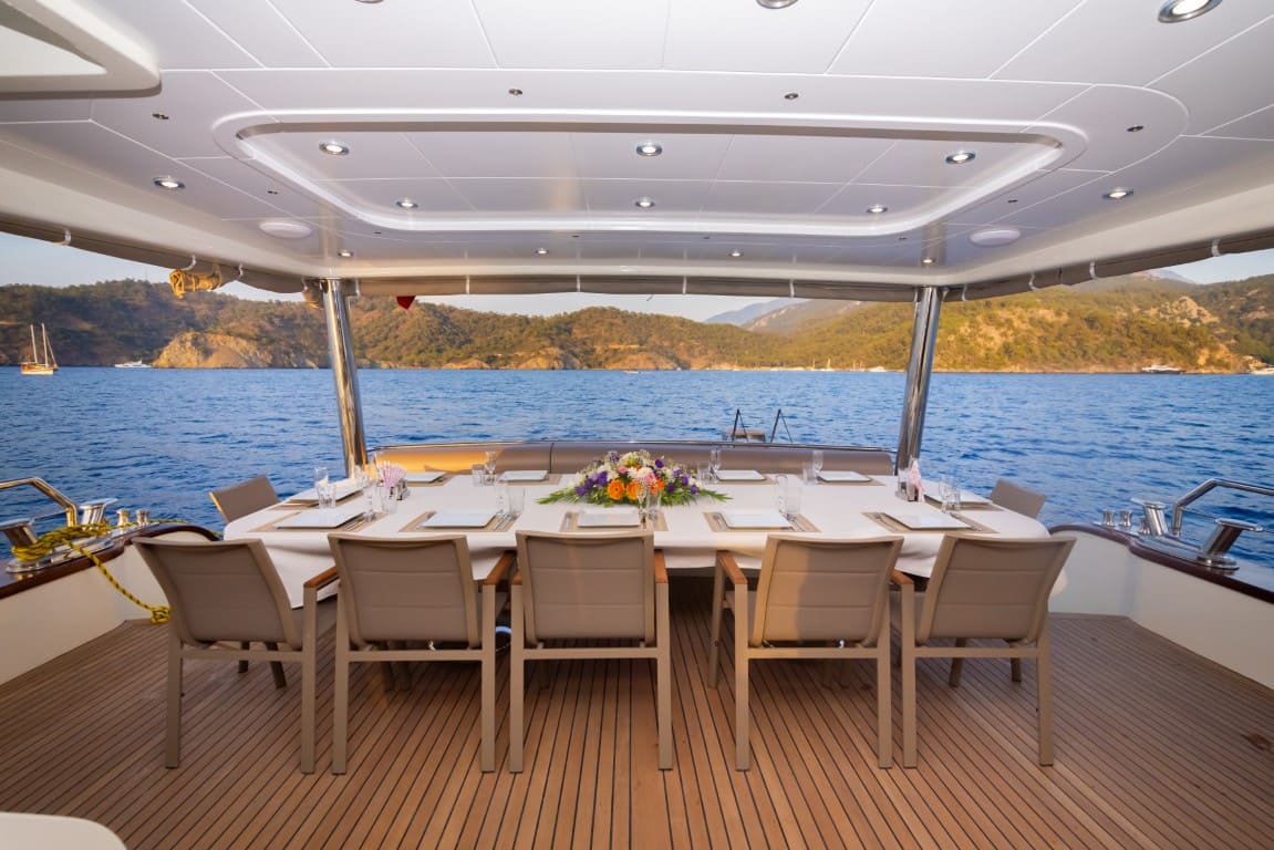 Lycian Dream trawler spacious aft deck dining area